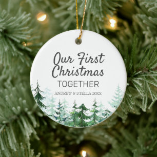 Our First Christmas Together Pine Tree Ceramic Ornament