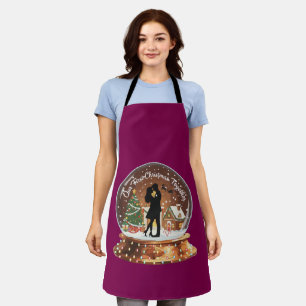 Our First Christmas Together Romantic Couple Snow  Apron