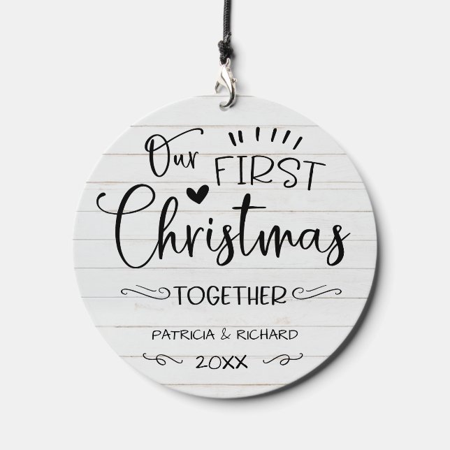 Our First Christmas Together Rustic Farmhouse Wind Chime (Front)