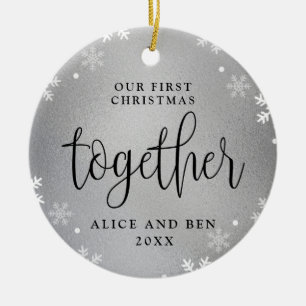Our First Christmas Together Silver Photo Keepsake Ceramic Ornament