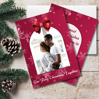 Our First Christmas Together Snowflake Photo Holiday Card