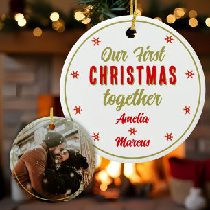 Our First Christmas Together Snowflakes Ceramic Ornament