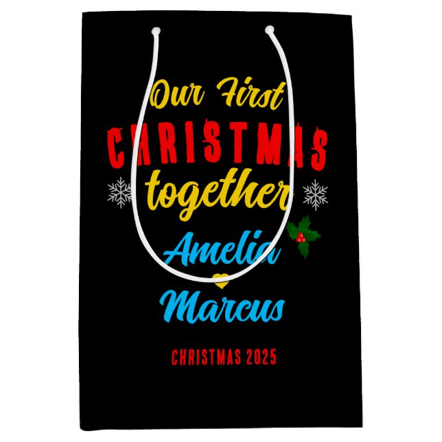 Our First Christmas Together Snowflakes  Medium Gift Bag (Front)