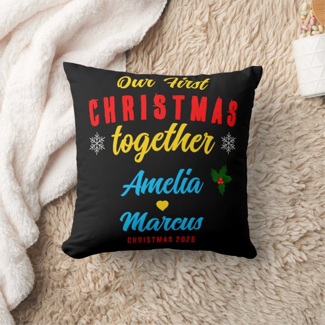 Our First Christmas Together Snowflakes  Throw Pillow (Blanket)