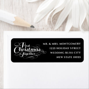 Our First Christmas Together White Script Address Label