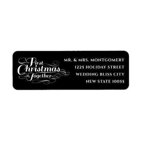 Our First Christmas Together White Script Address Label