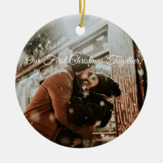 Our First Christmas Together with Custom Photo Ceramic Ornament