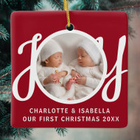 Our First Christmas Twins Photo Red Keepsake
