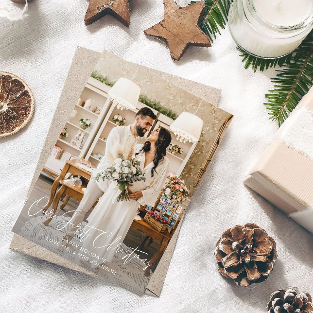 Our First Christmas Vertical & H Two Photo Card (Creator Uploaded)
