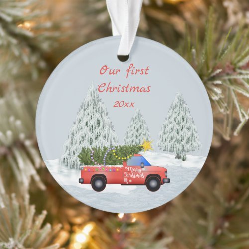 Our First Christmas Vintage Truck Ornament