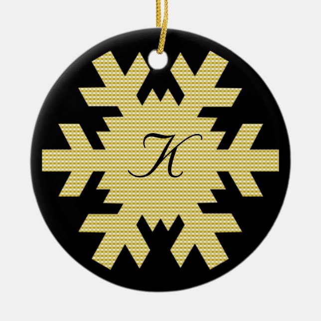 "Our First Christmas" - w/ Names and Monogram [b] Ceramic Ornament (Front)