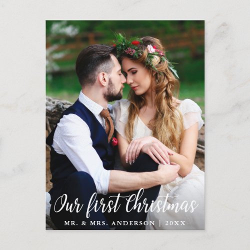 Our First Christmas Wedding Couple Photo Postcard