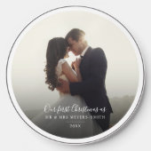Our First Christmas Wedding Day Photo Script Wireless Charger (Front)