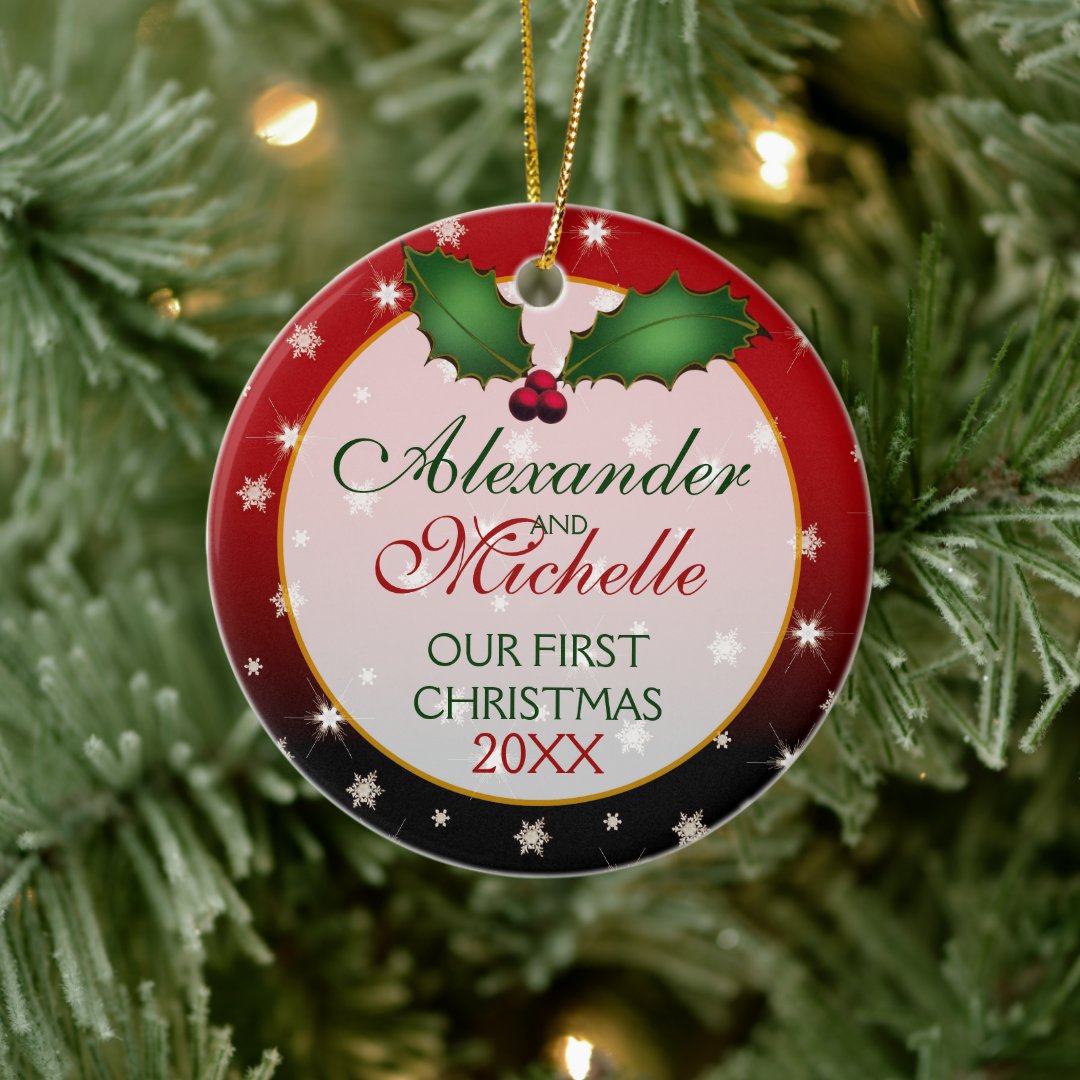 Our First Christmas Wedding Ornament | Zazzle