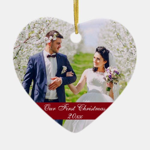 Our First Christmas Wedding Ornament Heart R G