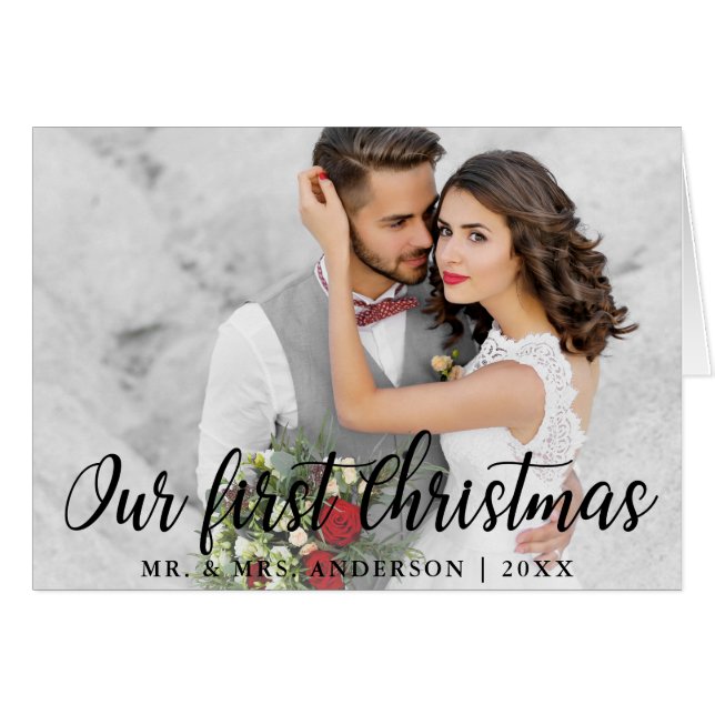 Our First Christmas Wedding Photo Fold Cards (Front Horizontal)