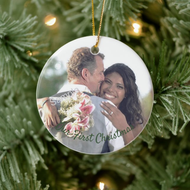 Our First Christmas Wedding Photo Ornament (Tree)