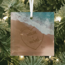 Our First Christmas With Names Beach Dated Glass Ornament