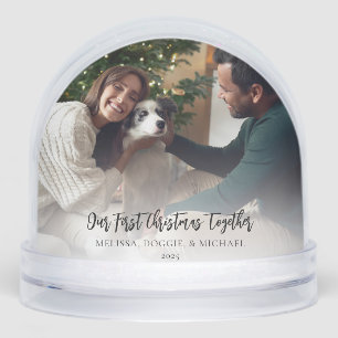 Our First Christmas with Pet Photos Festive Custom Snow Globe