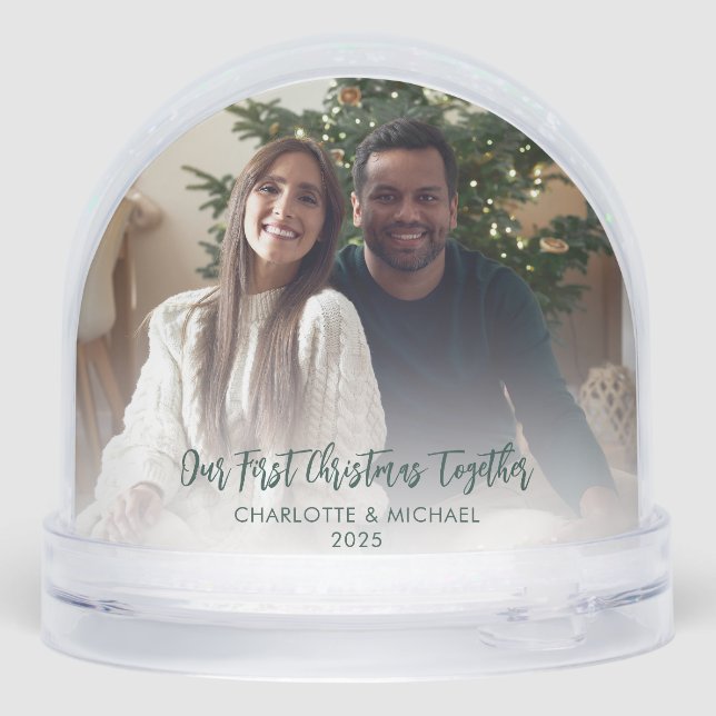 Our First Christmas with Pet Photos Holidays Snow Globe (Back)