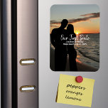 Our First Date, Couple Photo Wedding Anniversary Magnet<br><div class="desc">Our First Date, Couple Photo Wedding Anniversary, Modern Magnet. Imagine celebrating your wedding anniversary by commemorating the specific date of your first date. It's the perfect way to celebrate your romantic journey. Customize it with your very own photo and details. Contact me for further customization prior to placing your order....</div>