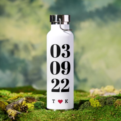 Our First Date  Custom Date  Valentines Day Gift Water Bottle