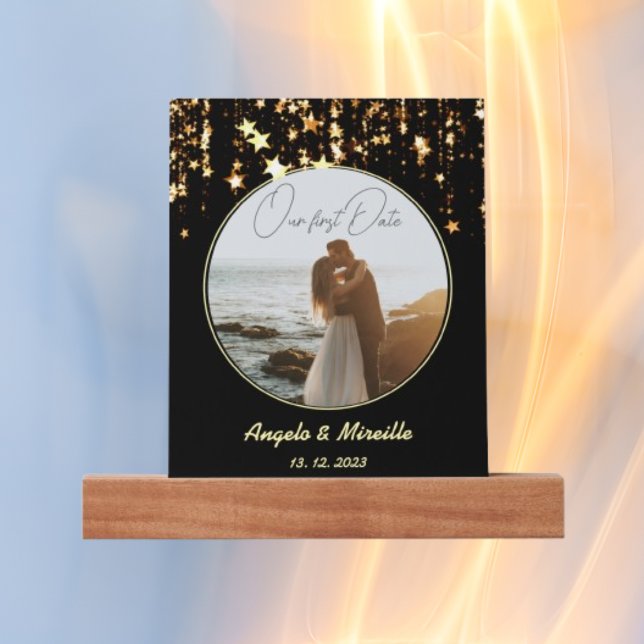 Our first Date custom photo and message black Picture Ledge (Creator Uploaded)