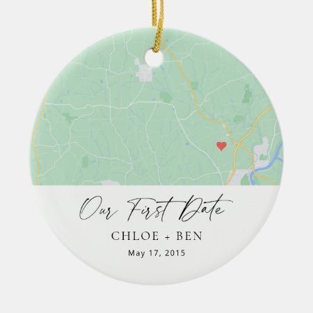 Our First Date Personalized Map Ceramic Ornament