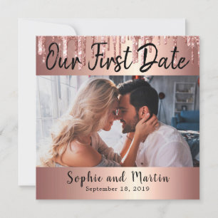 Our First Date Photo Couple Anniversary Gift Card