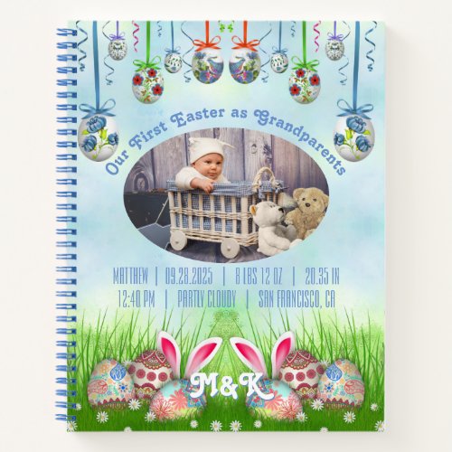 Our First Easter as Grandparents Baby Blue Photo Notebook
