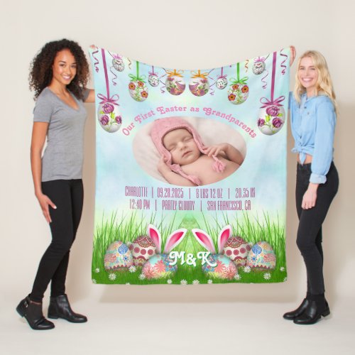 Our First Easter as Grandparents Baby Pink Photo Fleece Blanket