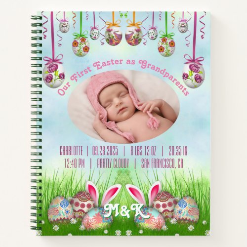 Our First Easter as Grandparents Baby Pink Photo Notebook