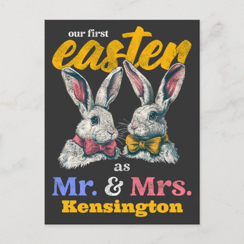 Our First Easter As Mr And Mrs Bunny Rabbit Holiday Postcard