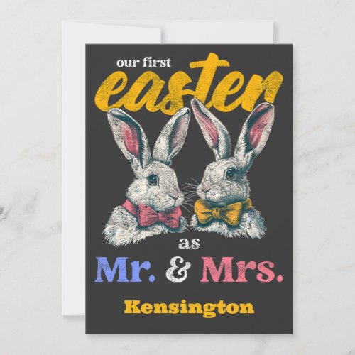 Our First Easter As Mr And Mrs Bunny Rabbit Invitation