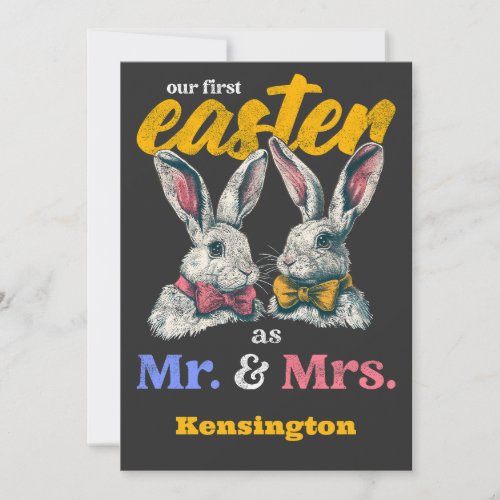 Our First Easter As Mr And Mrs Bunny Rabbit Invitation