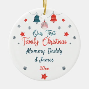 Our First Family Christmas Personalized Photo 2025 Ceramic Ornament