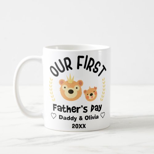 Our First Fathers Day 2023 Personalized Names Coffee Mug