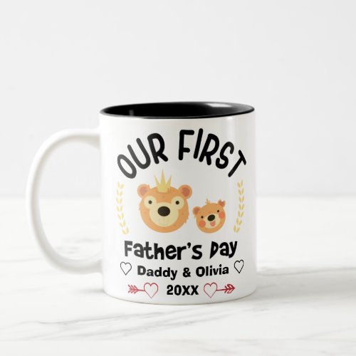 Our First Fathers Day 2023 Personalized Names Two_Tone Coffee Mug