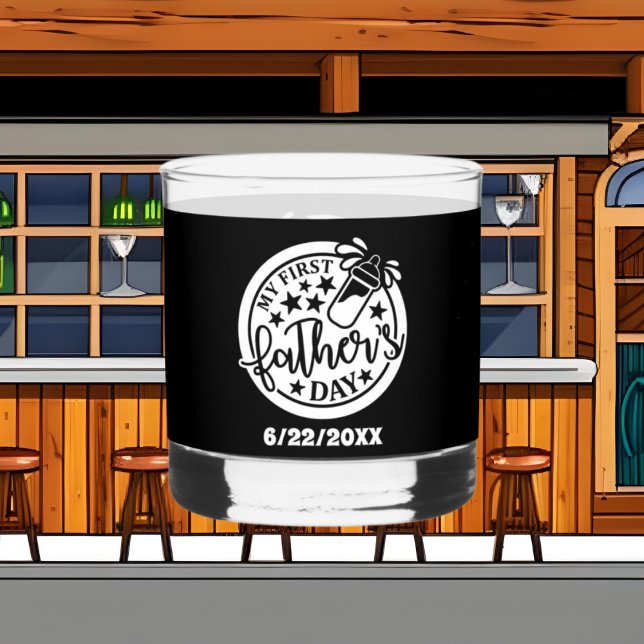 Our First Father's Day add date Whiskey Glass (Creator Uploaded)
