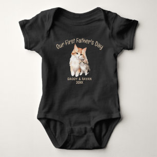 Our First Father's Day,Baby cat custom name kitty Baby Bodysuit