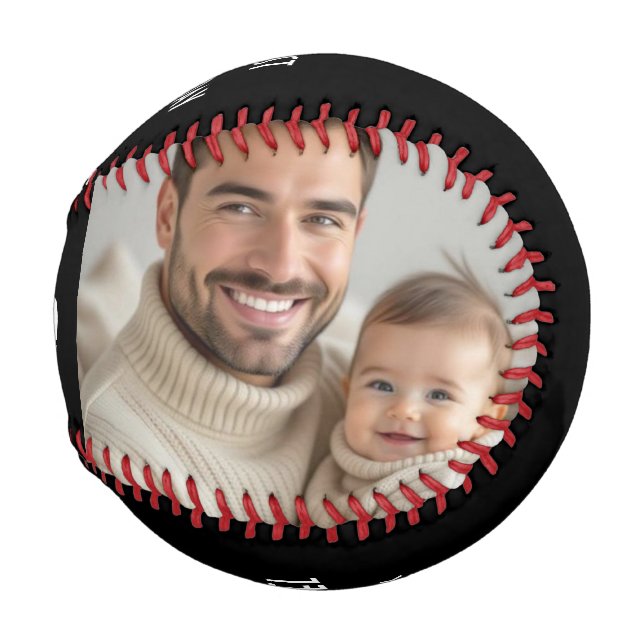 Our first fathers day custom photo and script  baseball (Front Right)