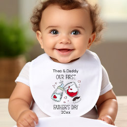 Our First Father&#39;s day Funny Cheers Baby Boy Baby Bib