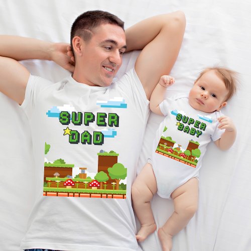 Our First Fathers Day New Dad and Baby Matching T_Shirt