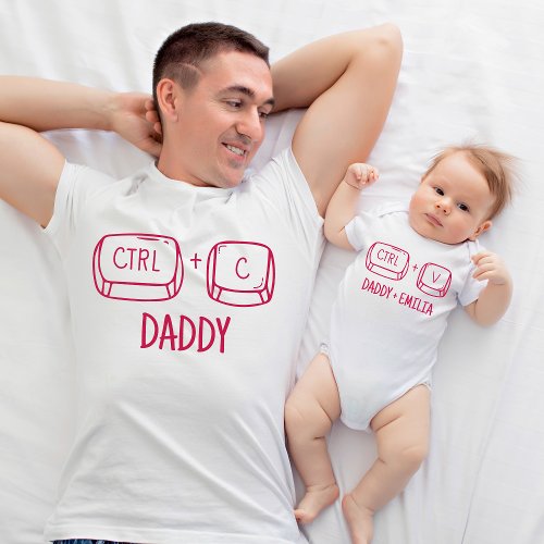 Our First Fathers Day New Dad and Baby Matching T_Shirt