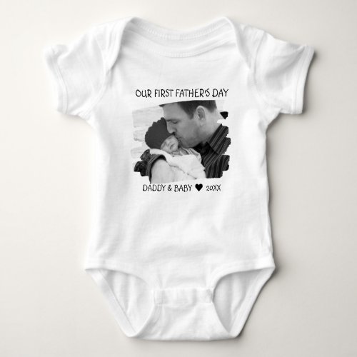 Our First Fathers Day New Dad And Baby Photo Baby Bodysuit
