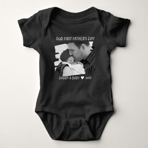 Our First Fathers Day New Dad And Baby Photo Black Baby Bodysuit