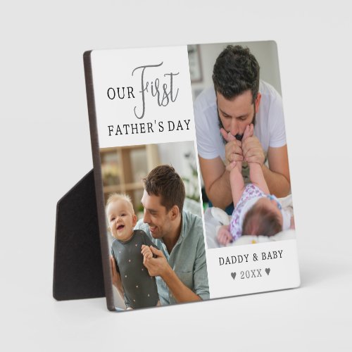 Our First Fathers Day New Daddy And Baby 2 Photo Plaque