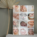 Our First Father's Day Photo Collage Plaque<br><div class="desc">Personalized father's day picture plaque featuring 11 photos for you to change to your own,  the cute saying "our first fathers day together",  a red heart,  names,  and the year.</div>