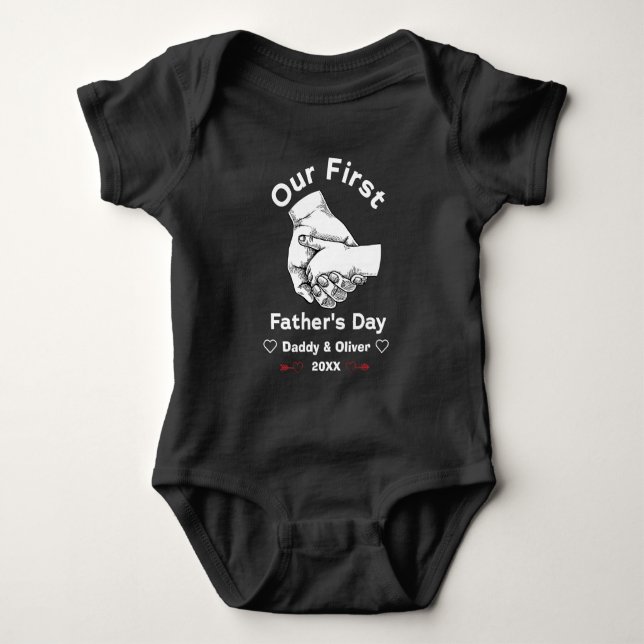 Our First Father's Day together 2023, Custom Names Baby Bodysuit (Front)