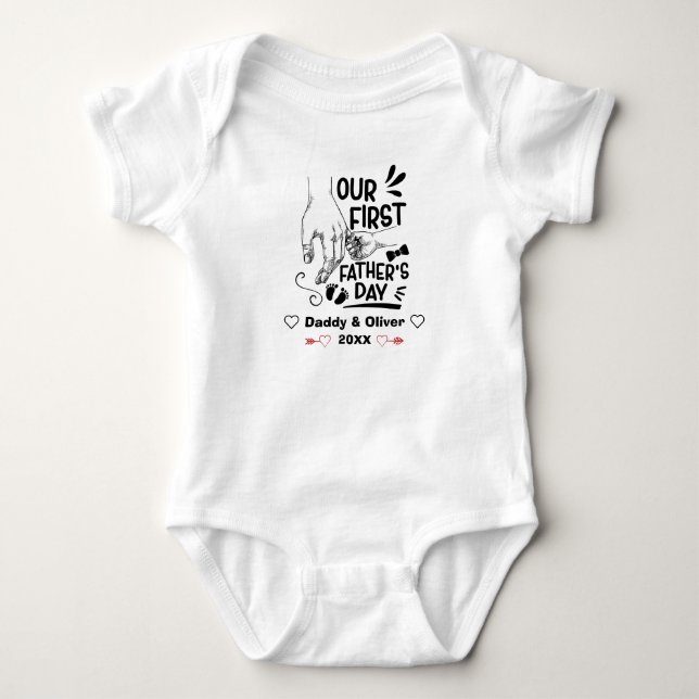Our First Father's Day together 2023, Custom Names Baby Bodysuit (Front)